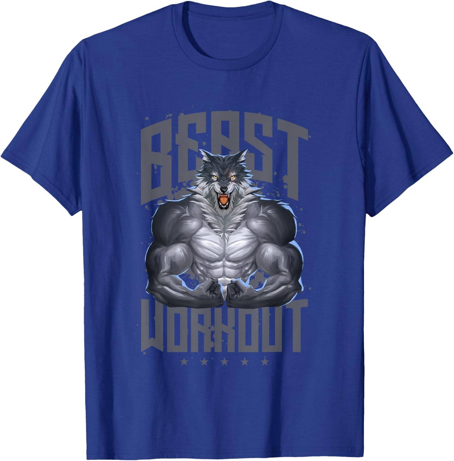 Wolf Workout Beast | Gym Fitness Bodybuilding Muscles T-Shirt - T-Shirt | Royal