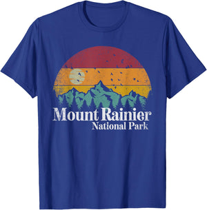 Mt Mount Rainier National Park Retro Style Hiking Vintage T-Shirt - T-Shirt | Royal