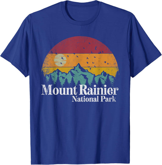 Mt Mount Rainier National Park Retro Style Hiking Vintage T-Shirt - T-Shirt | Royal