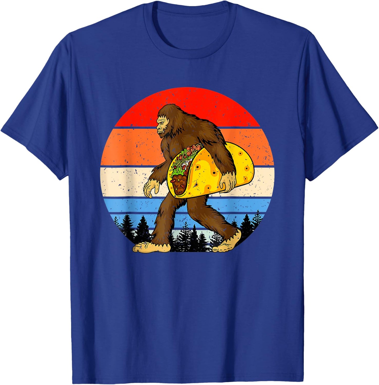 Funny Bigfoot Holding A Taco , Funny Taco Shirt, Taco T-Shirt - T-Shirt | Royal