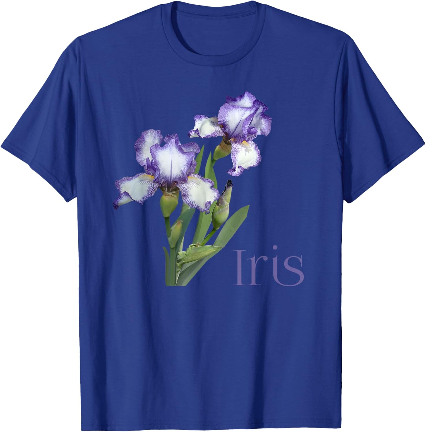 Iris Purple and White Iris Botanical Flower T-Shirt - T-Shirt | Royal