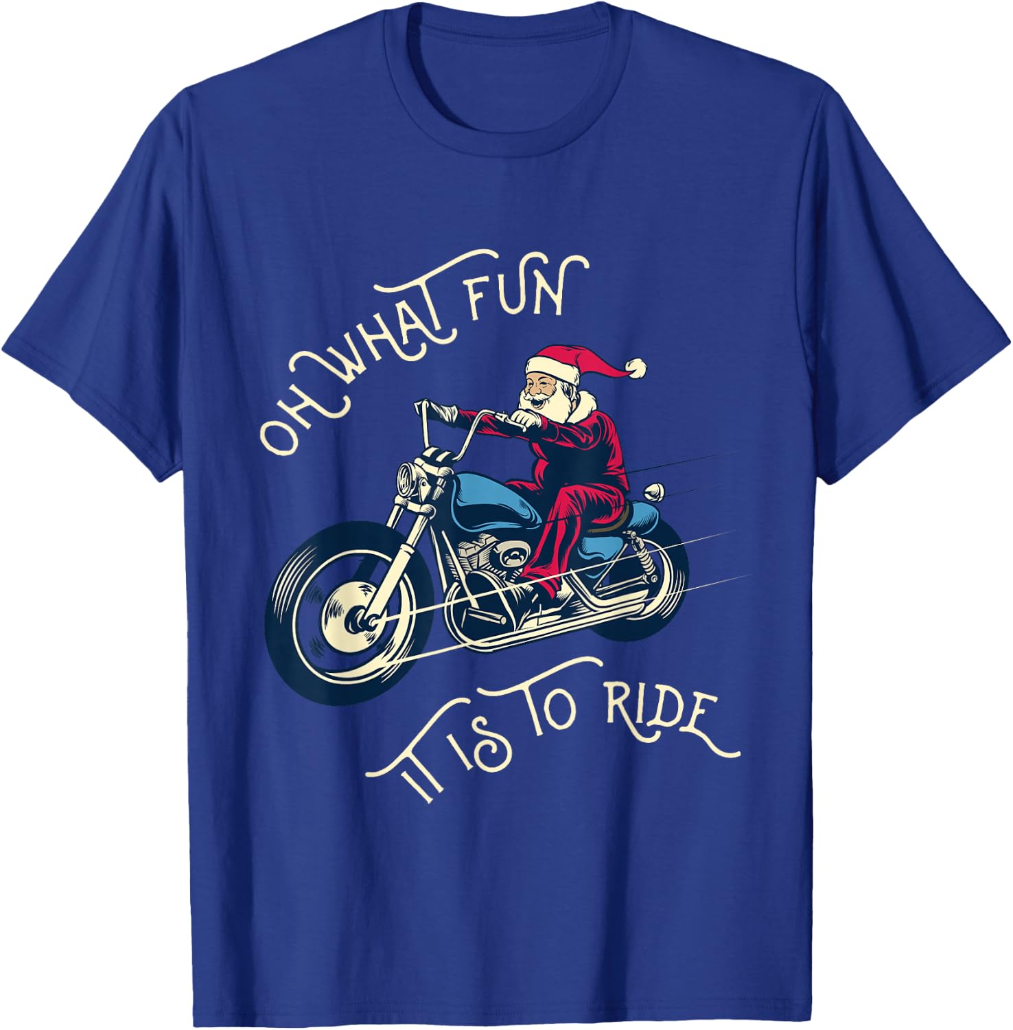 Biker Santa Motorcycle Fan Merry Christmas Holiday Men Women T-Shirt - T-Shirt | Royal