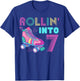Rolling Into 7 Birthday Party Roller Skating Cute Girl Skate T-Shirt - T-Shirt | Royal