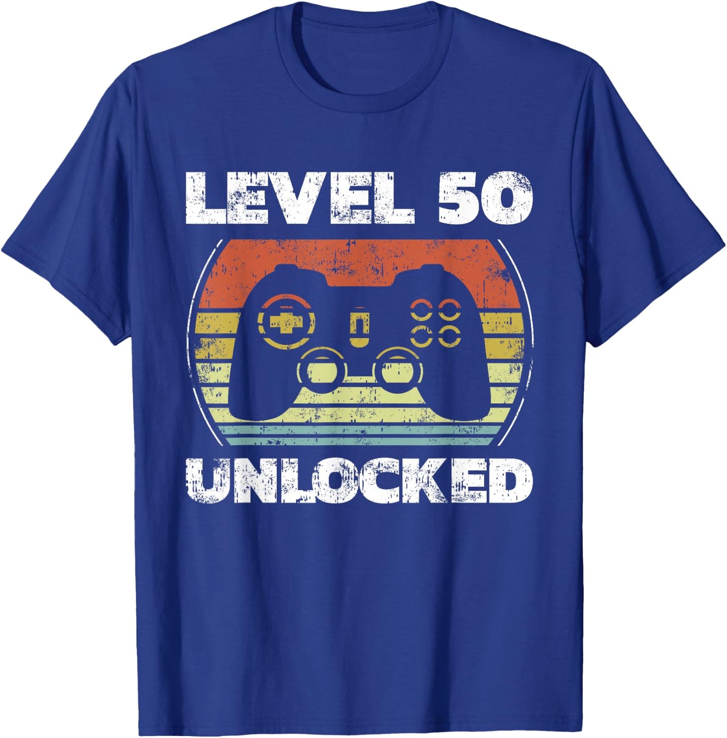 Level 50 Unlocked Funny Video Gamer 50th Birthday T-Shirt - T-Shirt | Royal