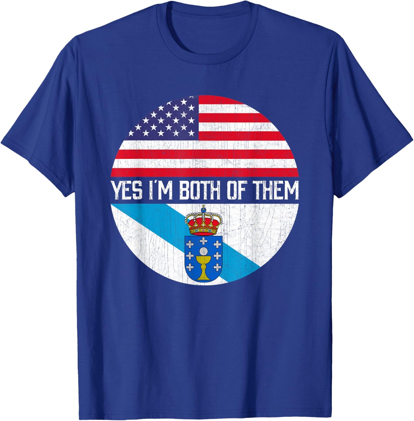 Half American Half Galician USA Flag Family Heritage Kids Men T-Shirt - T-Shirt | Royal