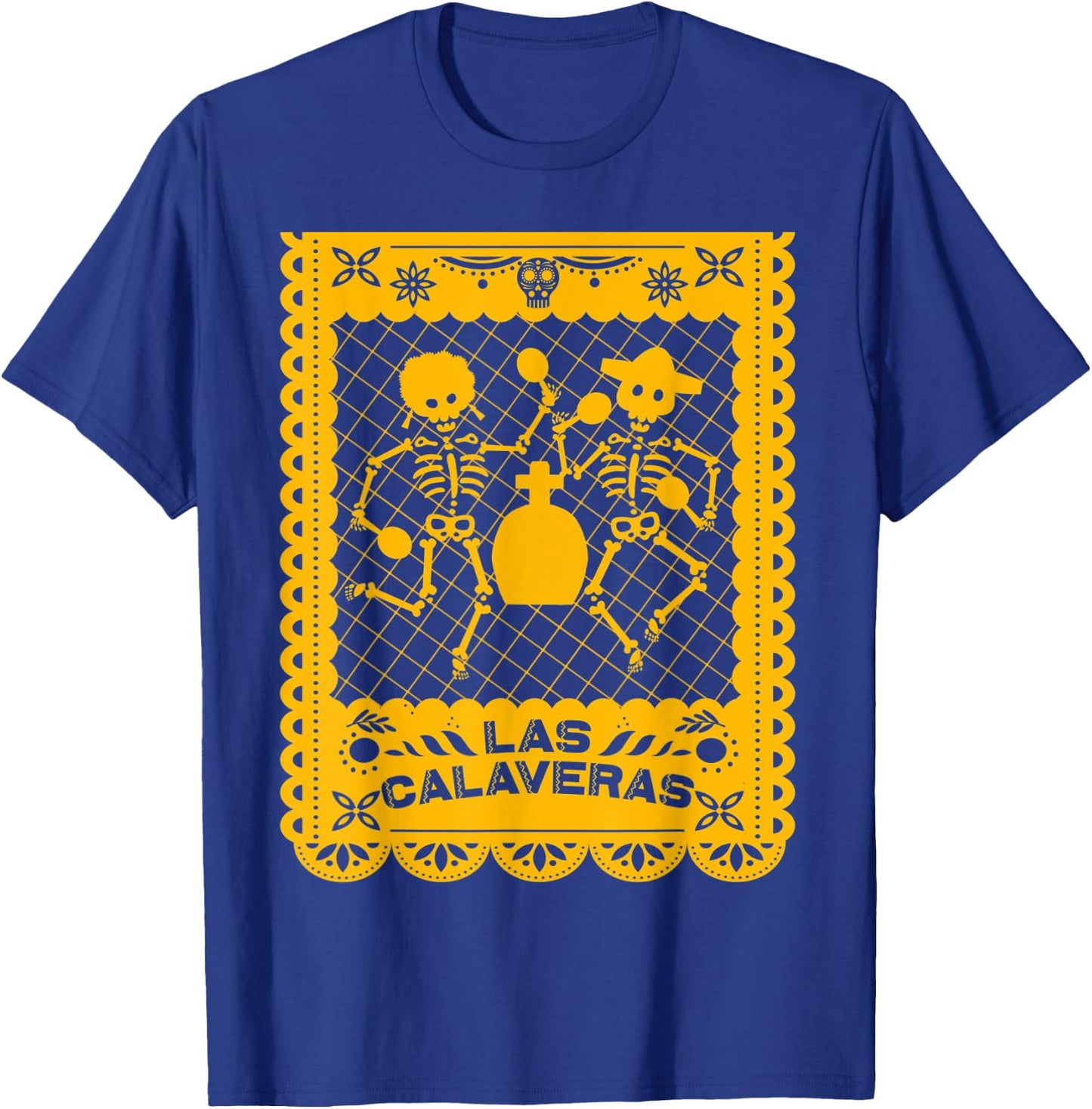 Day of the Dead Dia de Muertos Mexican Papel Picado Calavera T-Shirt - T-Shirt | Royal