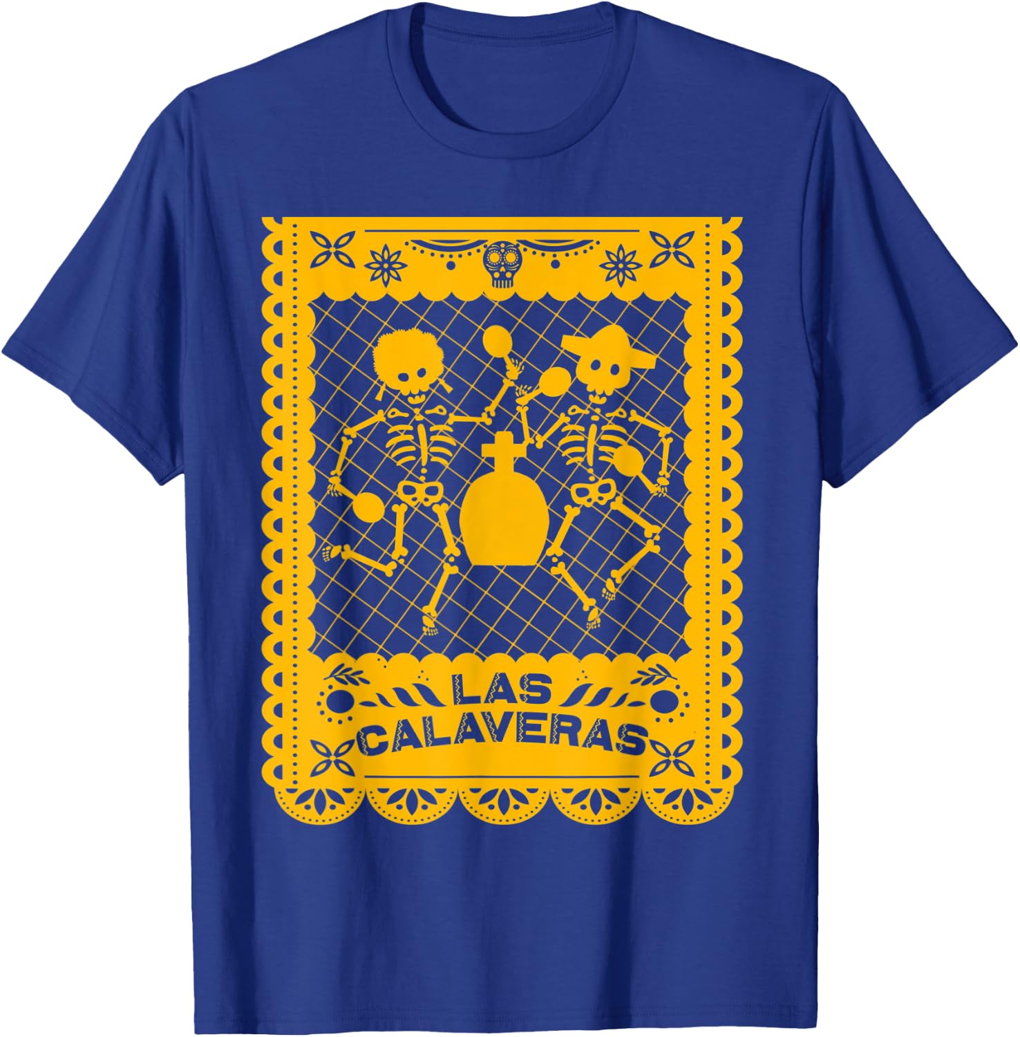 Day of the Dead Dia de Muertos Mexican Papel Picado Calavera T-Shirt - T-Shirt | Royal