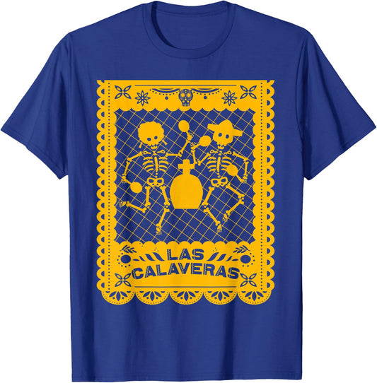 Day of the Dead Dia de Muertos Mexican Papel Picado Calavera T-Shirt - T-Shirt | Royal