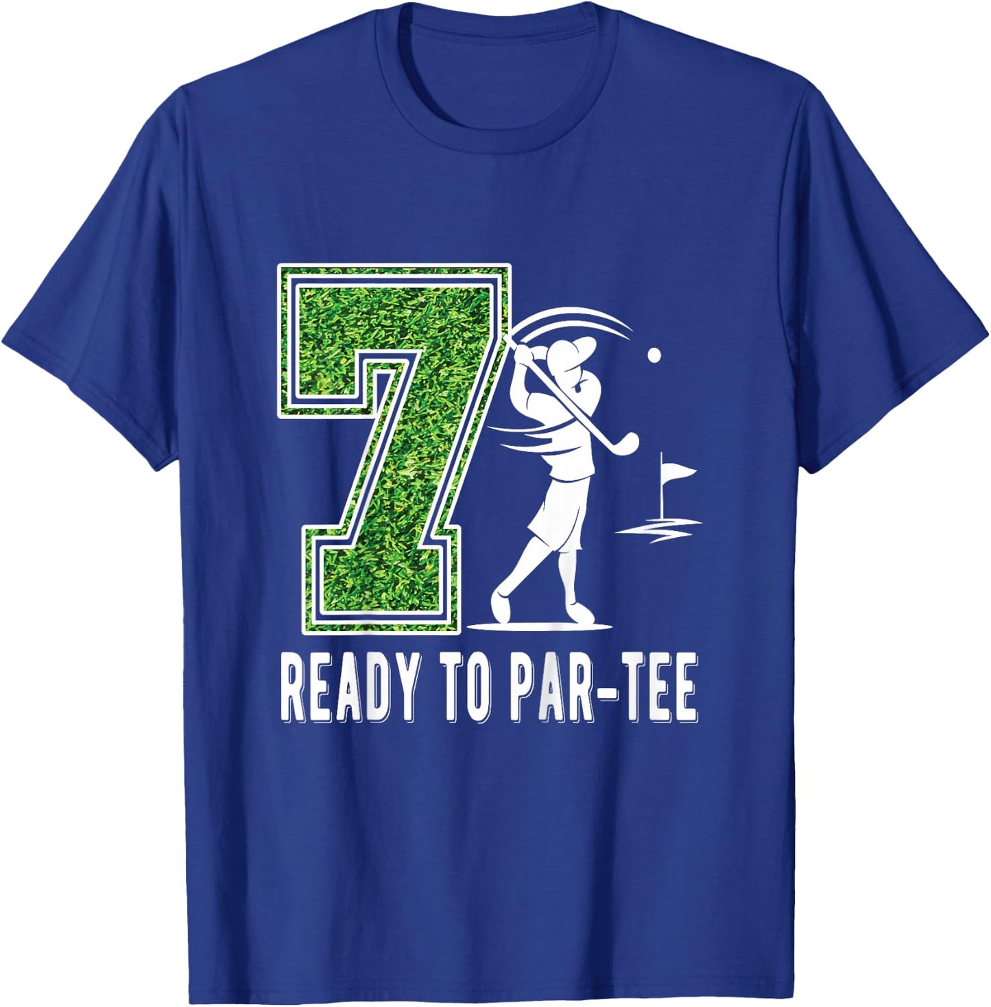 Kids 7th Birthday Golfer Boy Seven Year Old Golf Player T-Shirt - T-Shirt | Royal