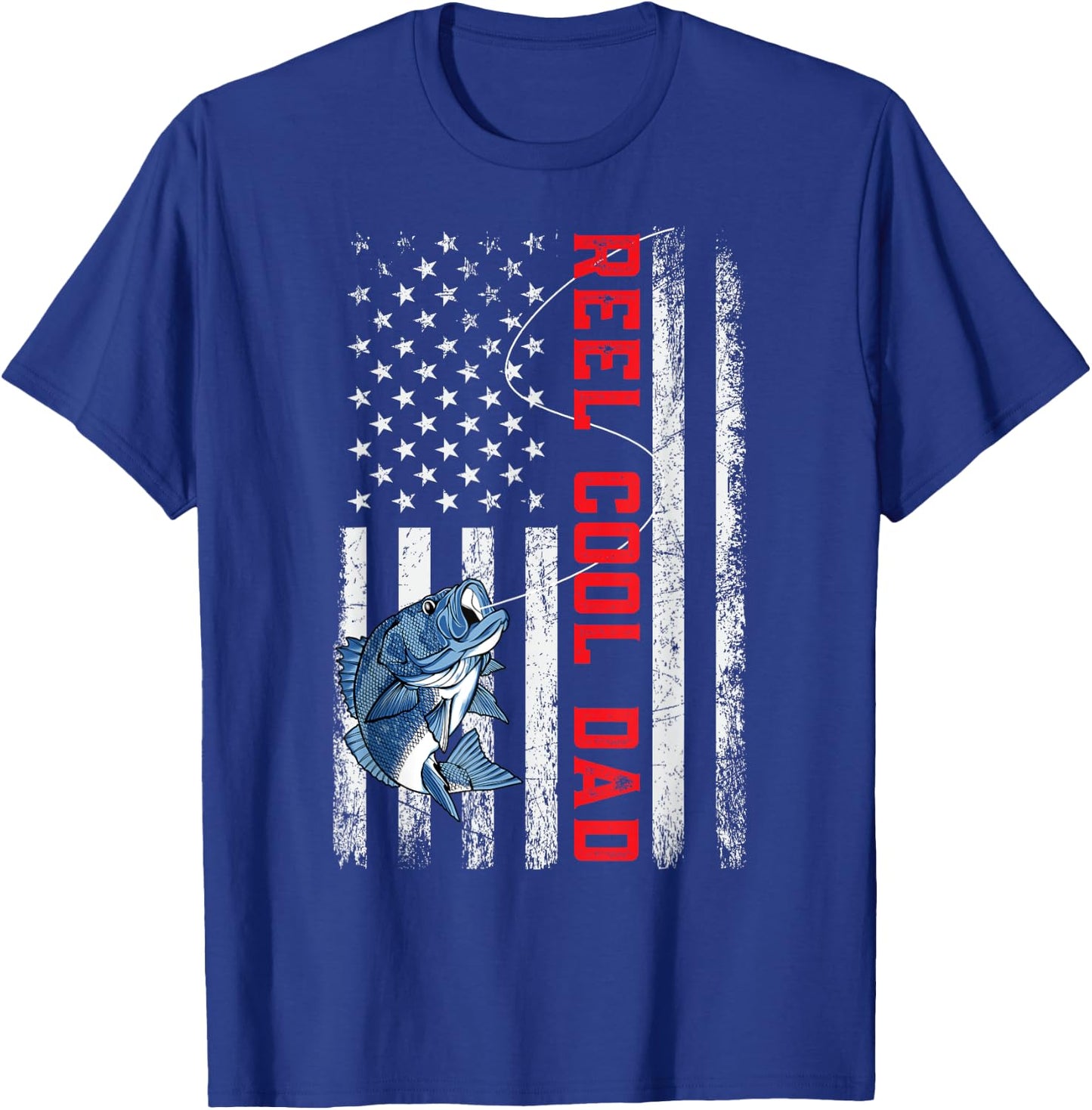 Reel Cool Dad American Flag Father's Day T-Shirt - T-Shirt | Royal