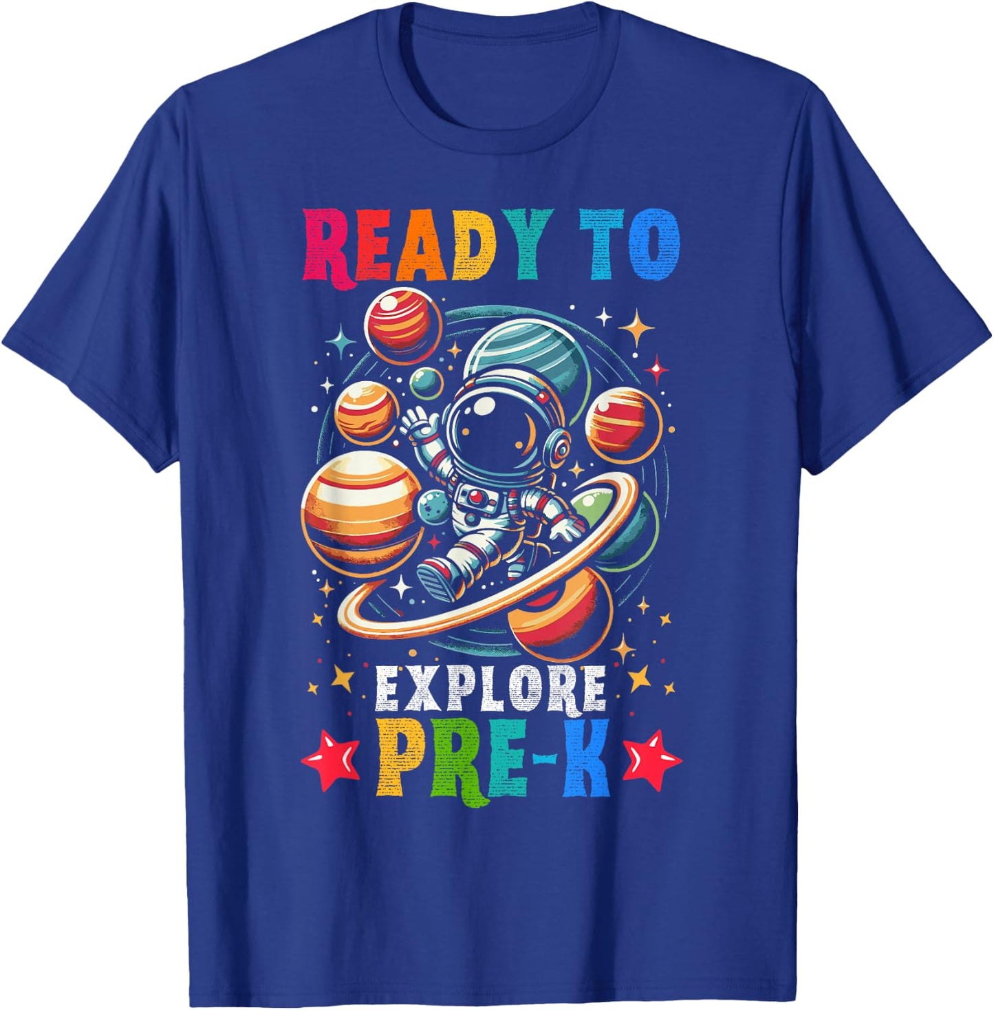 First day Kids Welcome back to School Astronaut Space Pre-k T-Shirt - T-Shirt | Royal