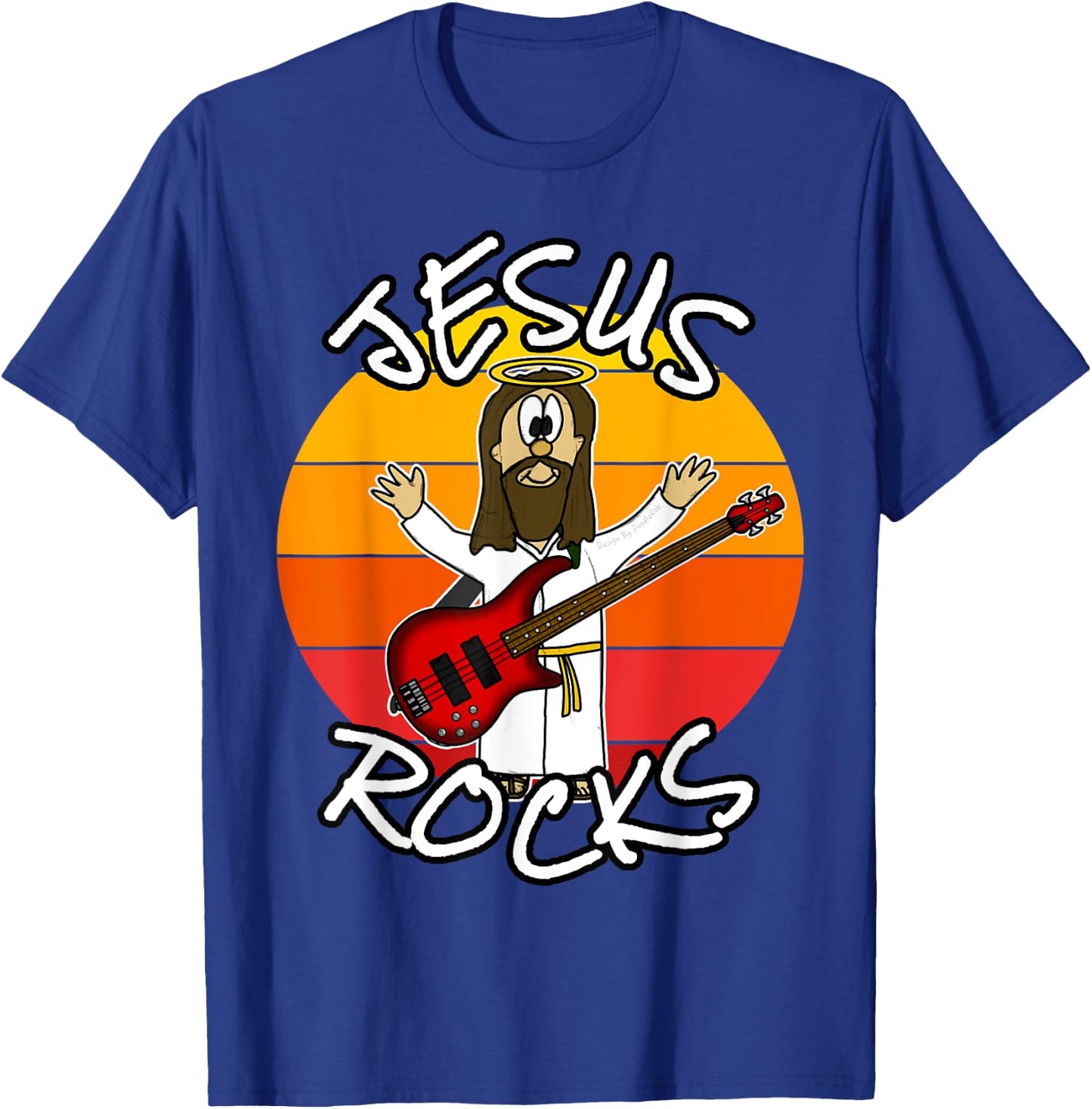 Jesus Rocks Bass Guitar, Church Bassist, Worship Musician T-Shirt - T-Shirt | Royal