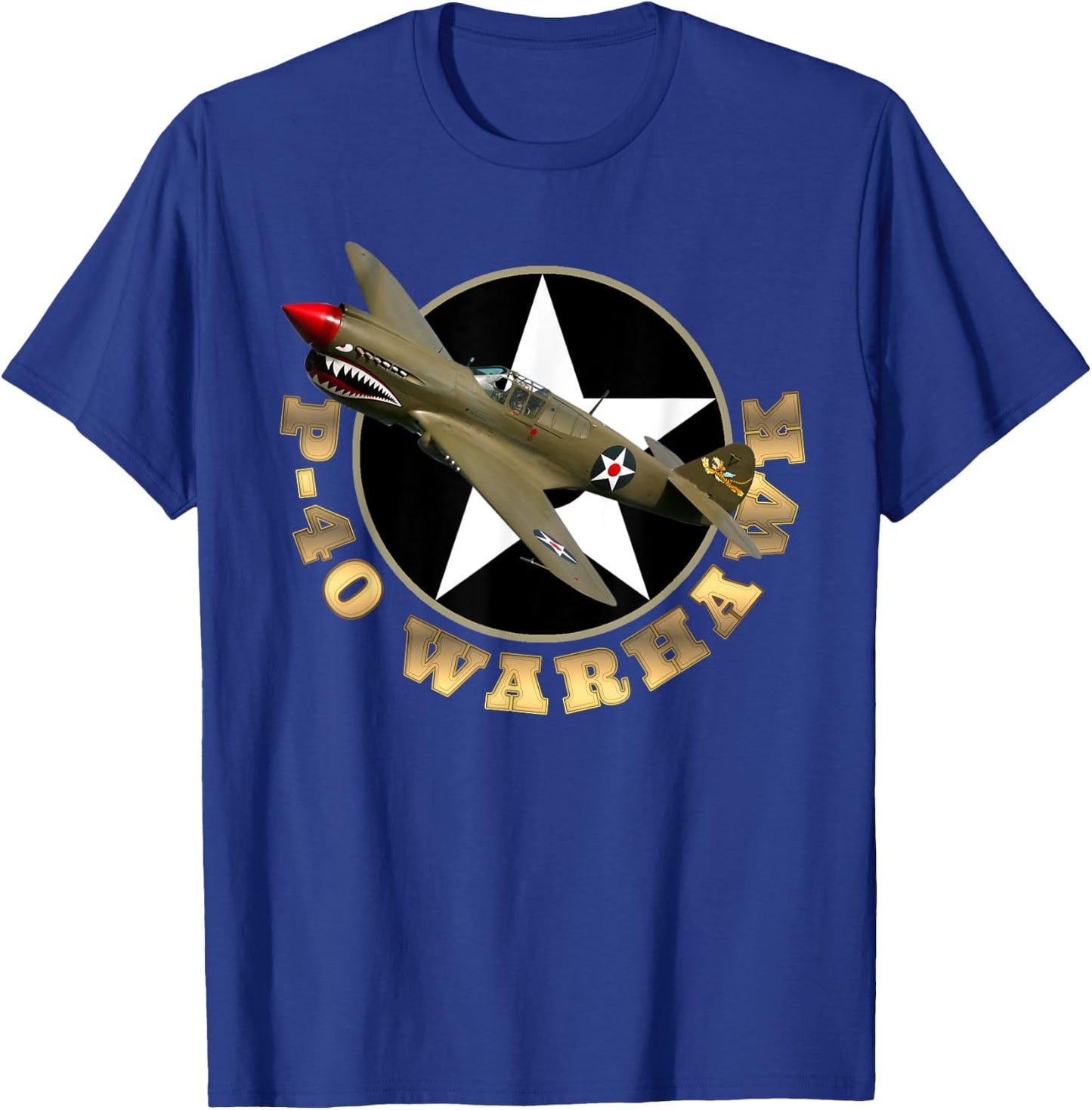 P-40 Warkhawk Fighter Aircraft WW2 Airplane Military Gift T-Shirt - T-Shirt | Royal