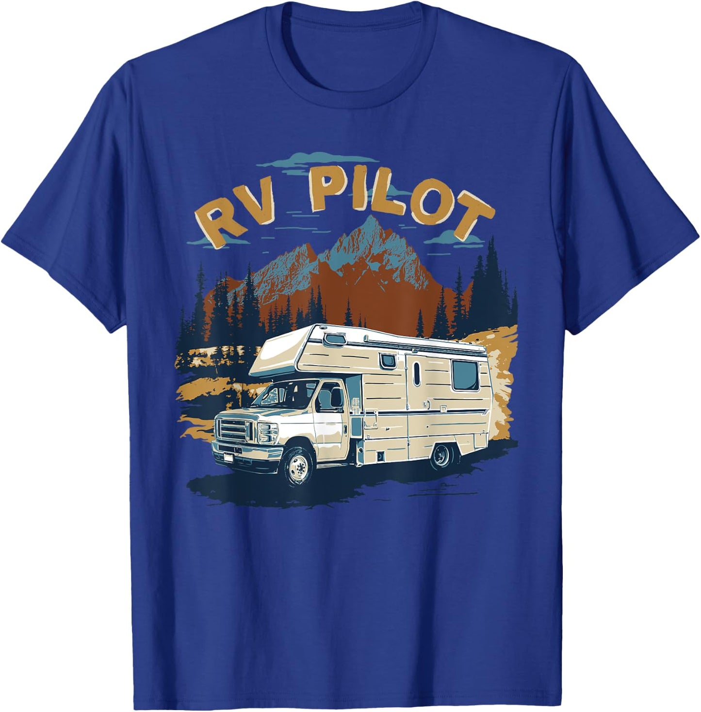 RV Road Trip Travel RV Pilot - Men's -Adults Classic Fit Short Sleeve Black - Small T-Shirt - T-Shirt | Royal