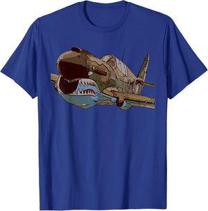 P-40 Warhawk Fighter Aircraft WW2 Plane Spotting Spotter T-Shirt - T-Shirt | Royal