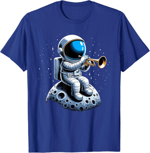 Astronaut Play Trumpeter Trumpet T-Shirt - T-Shirt | Royal