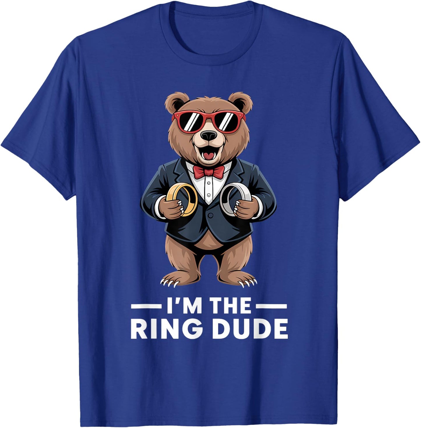 Ring Bearer Ring Security Funny Wedding Party Bear Ring Dude T-Shirt - T-Shirt | Royal