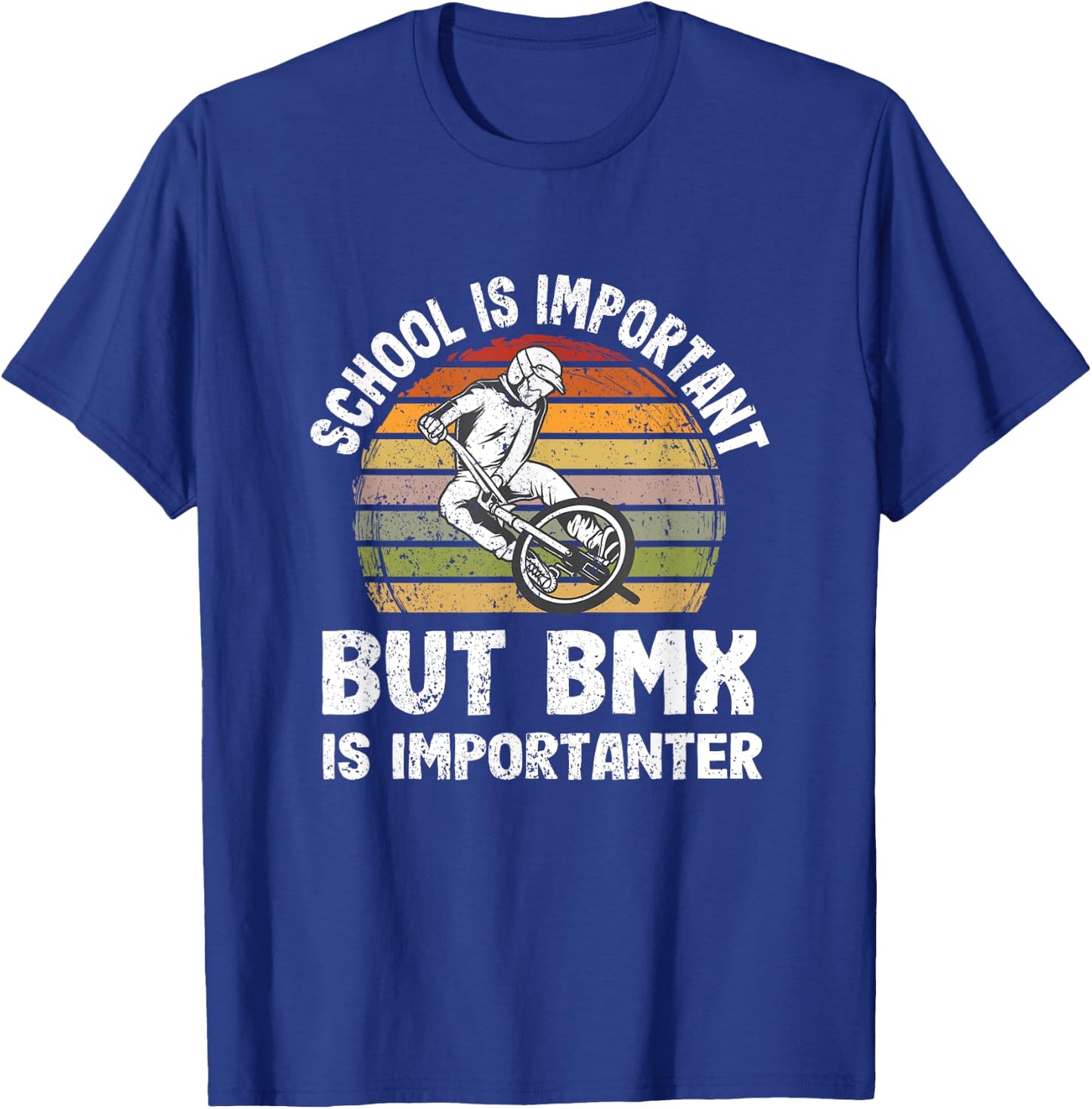 School Is Important But BMX Is Importanter Youth Kids Funny T-Shirt - T-Shirt | Royal