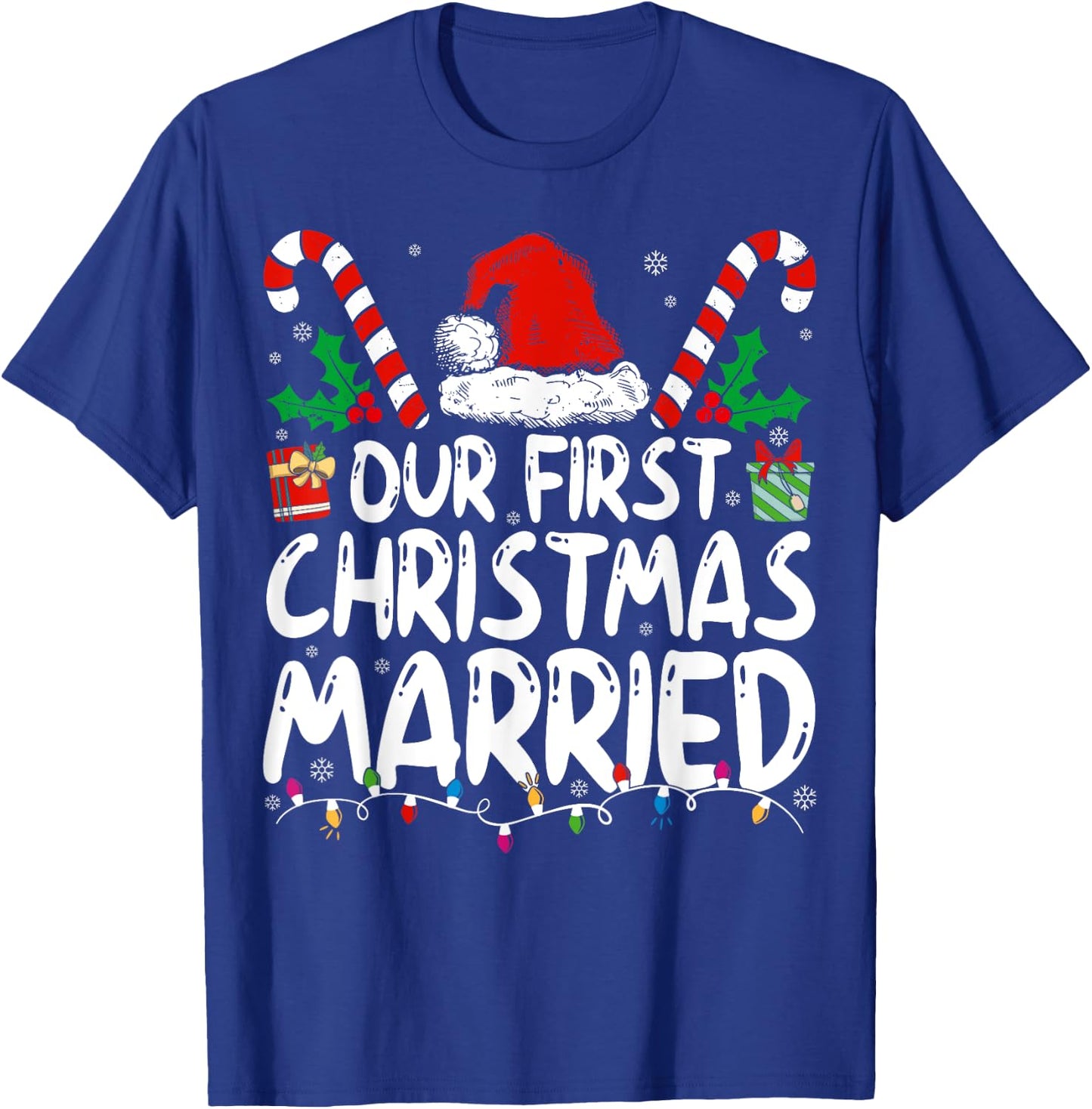 Our First Christmas Married As Mr and Mrs Couples Matching T-Shirt - T-Shirt | Royal