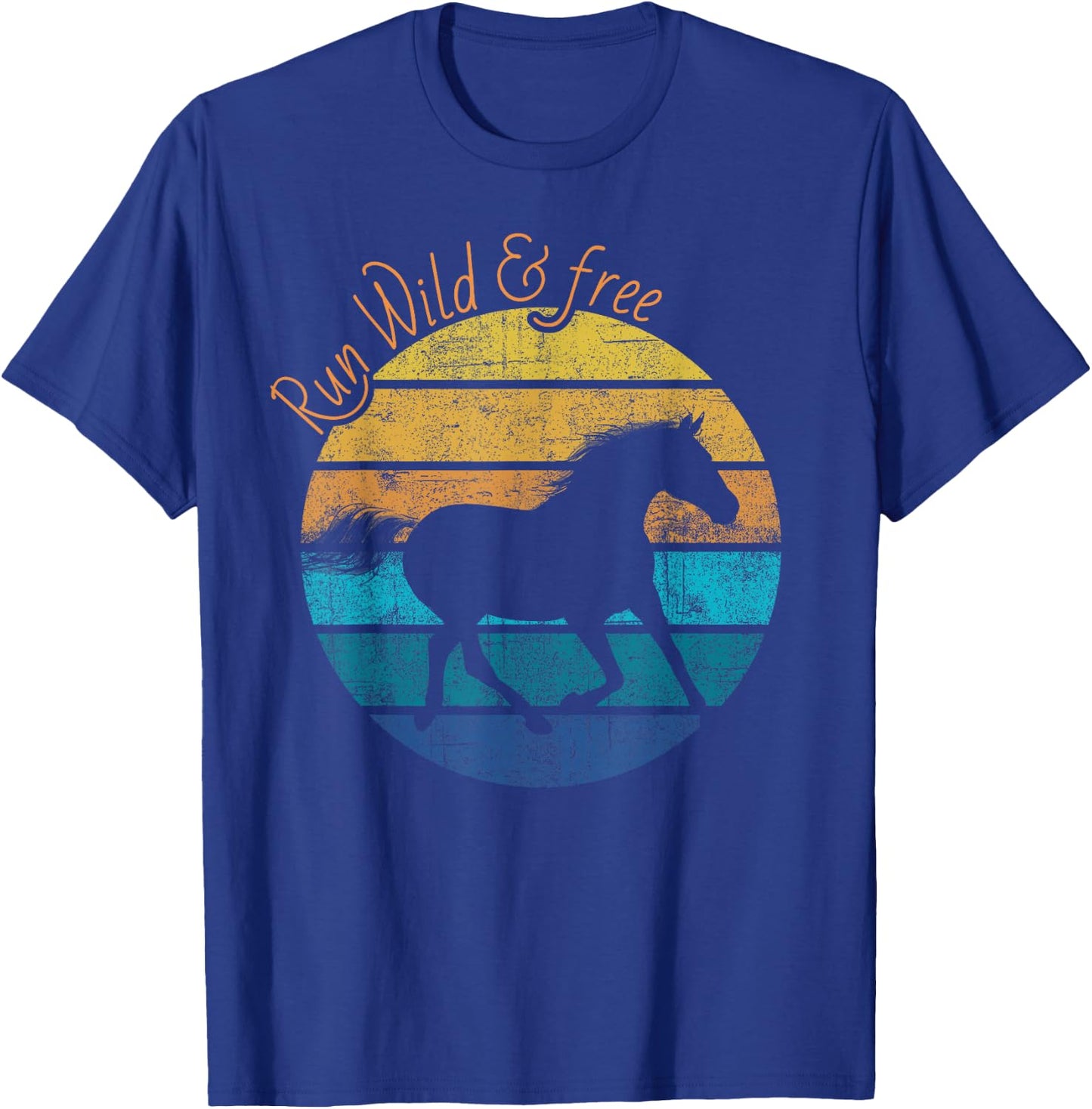 Beautiful horse retro sunset run wild and free horse graphic T-Shirt - T-Shirt | Royal