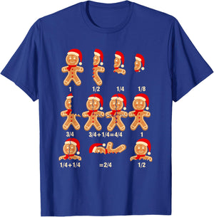 Christmas Math Teacher Equation Gingerbread With Santa Hat Men Women T-Shirt - T-Shirt | Royal
