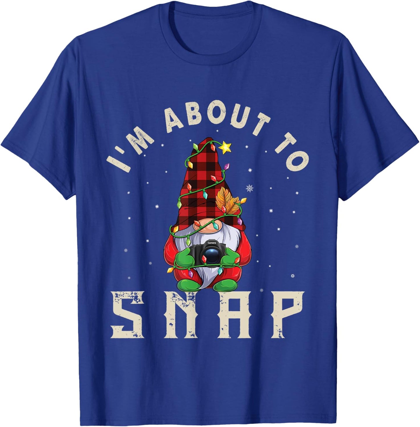Gnome Photographer Christmas Lights Photography Funny Pajama T-Shirt - T-Shirt | Royal