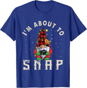 Gnome Photographer Christmas Lights Photography Funny Pajama T-Shirt - T-Shirt | Royal