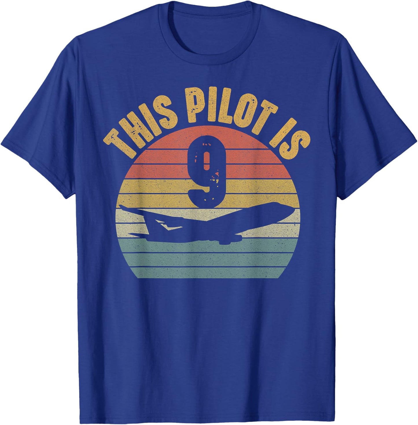 9 Year Old Airplane Pilot 9th Birthday Aviation T-Shirt - T-Shirt | Royal