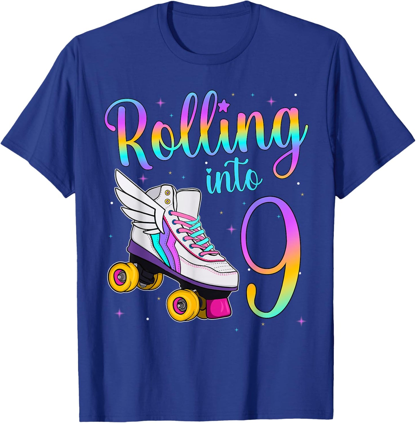 Rolling Into 9 Years. Lets Roll I'm Turning 9 Roller Skates T-Shirt - T-Shirt | Royal