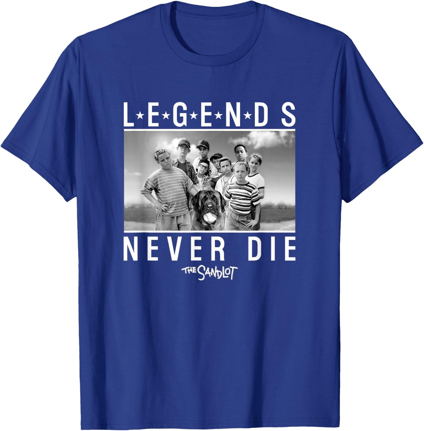 The Sandlot Legends Never Die Group Photo T-Shirt - T-Shirt | Royal