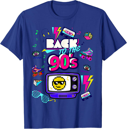 Men's Women's Kids Vintage Retro Back To 90's Graphic Design T-Shirt - T-Shirt | Royal