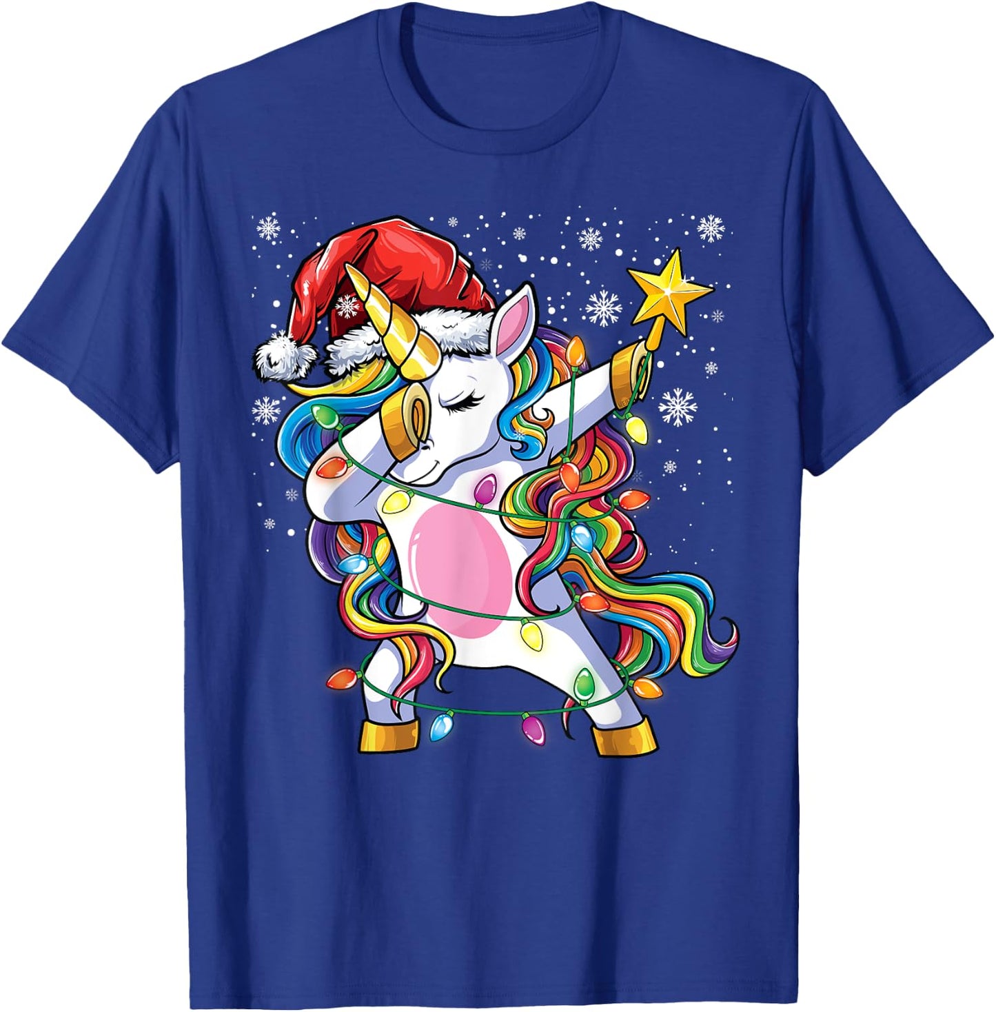 Christmas Unicorn Dab Girls Women Xmas Tree Santa Unicorn T-Shirt - T-Shirt | Royal