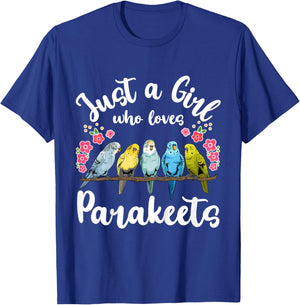 Kids Parakeet Birds Just a Girl Who Loves Parakeets T-Shirt - T-Shirt | Royal