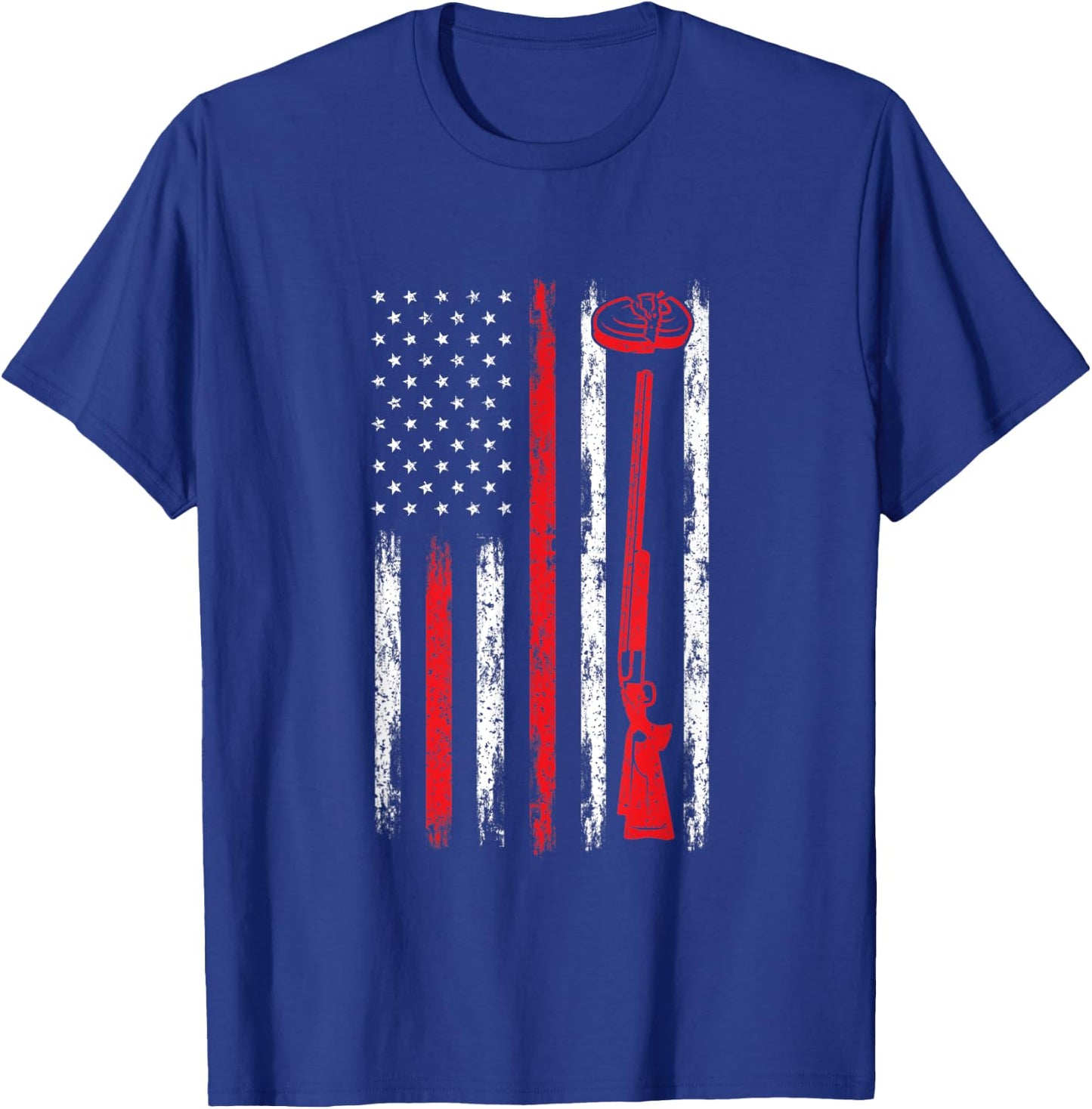 Clay Pigeon Shooting USA American Flag - Trap Rifle Firearm Women Men T-Shirt - T-Shirt | Royal