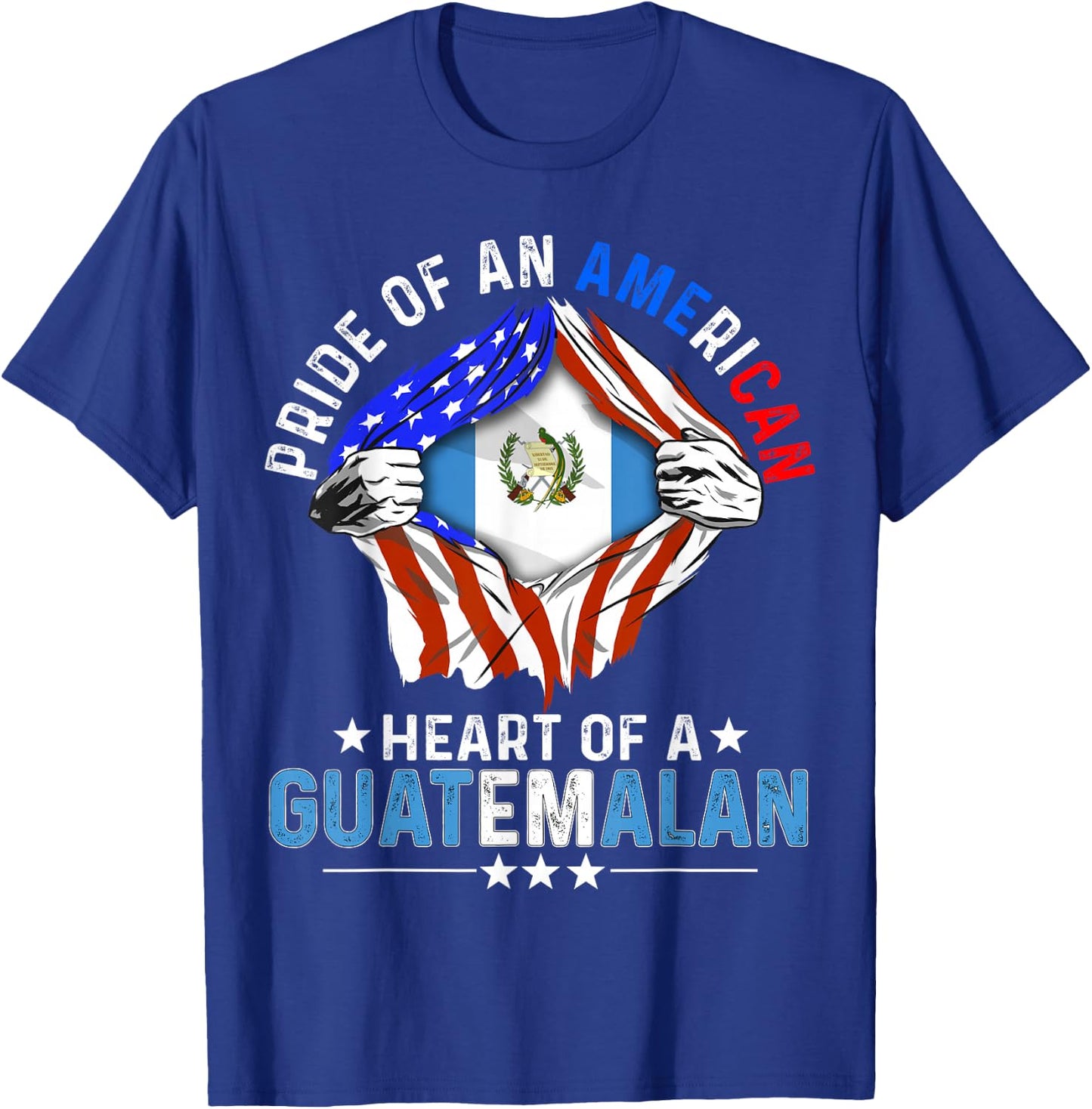 Guatemalan American America Pride Foreign Guatemala Flag T-Shirt - T-Shirt | Royal