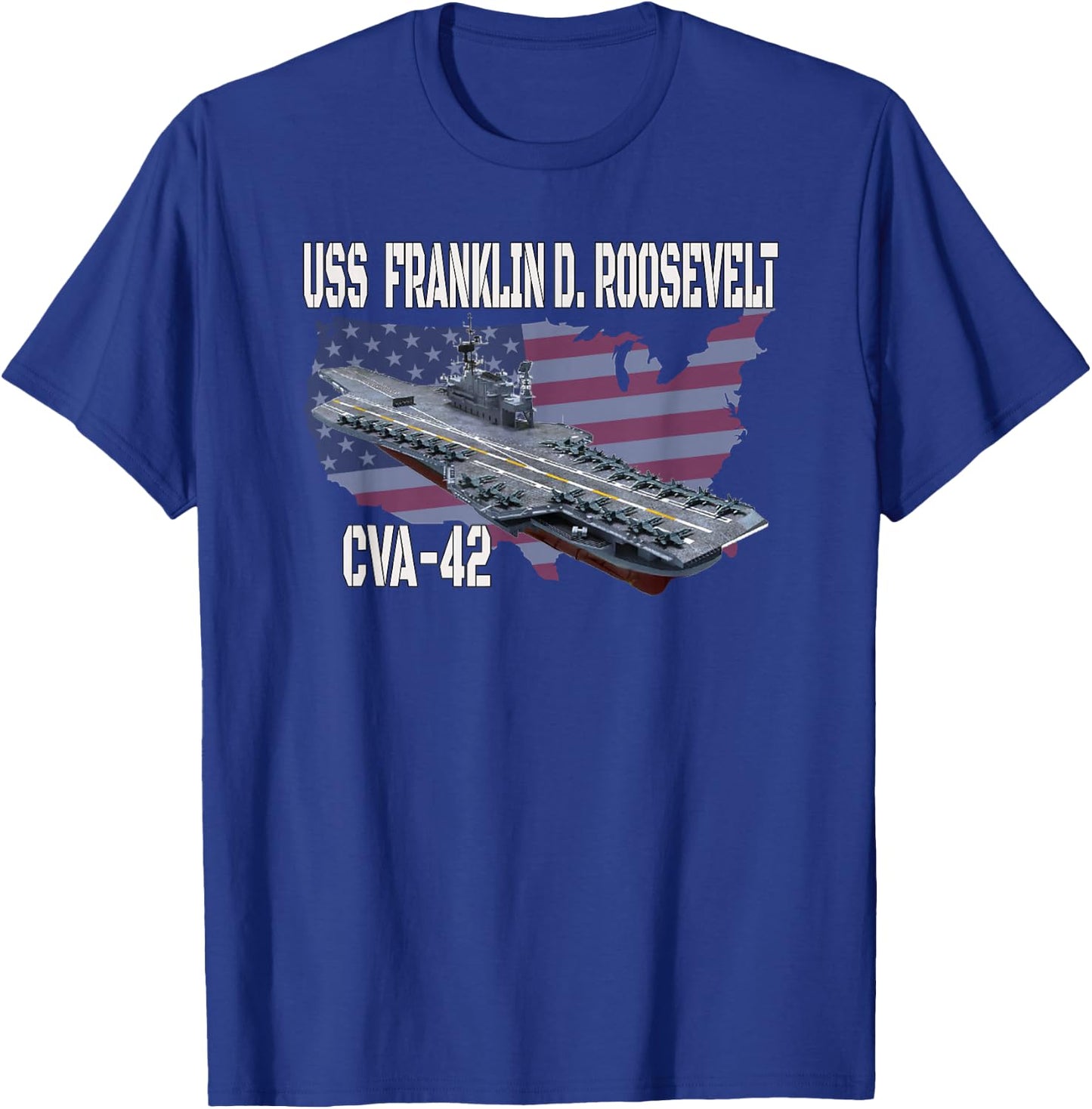 USS Franklin D. Roosevelt CVA-42 Aircraft Carrier Veterans T-Shirt - T-Shirt | Royal