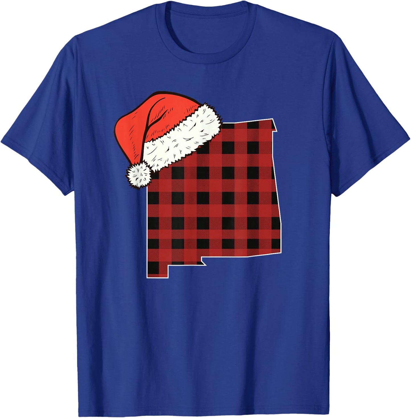 New Mexico Plaid Christmas Santa Hat Holiday Matching T-Shirt - T-Shirt | Royal