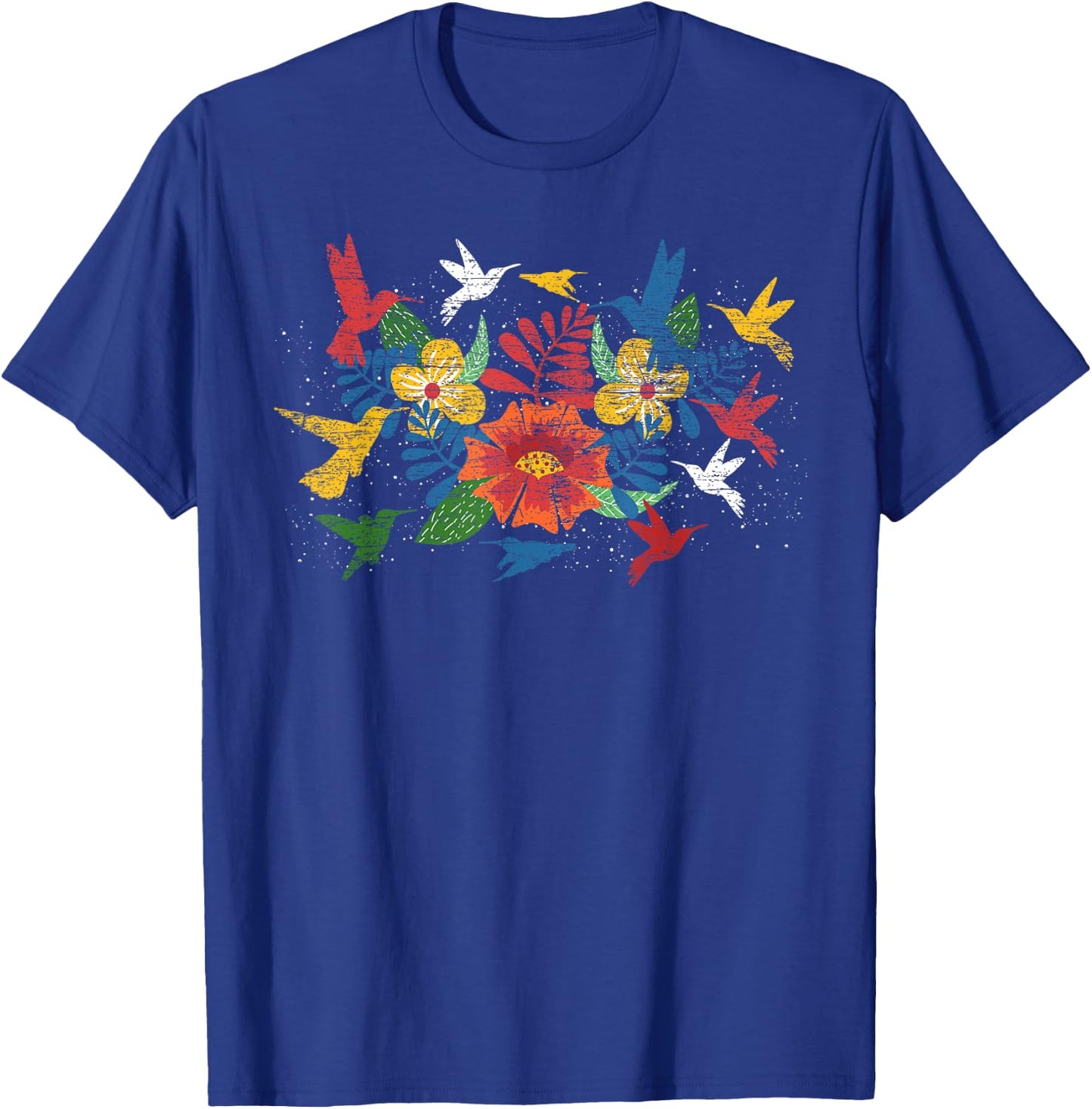 Floral Bird Flowers Hummingbird Animal Vintage Hummingbird T-Shirt - T-Shirt | Royal