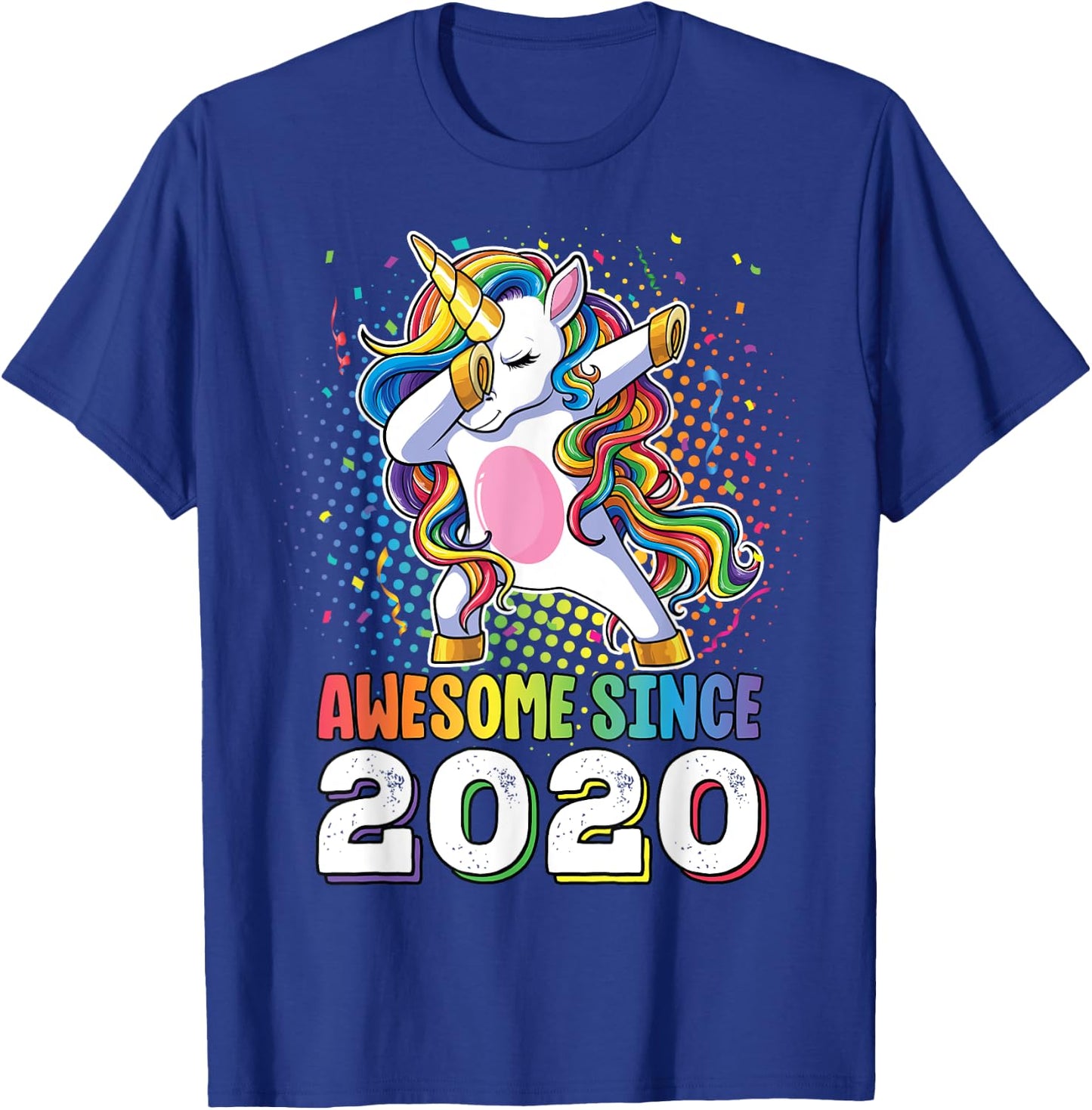 Awesome Since 2020 Girls Boys Dabbing Unicorn Birthday T-Shirt - T-Shirt | Royal