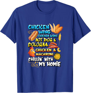 Cooked Chicken Wing Chicken Wing Hot Dog Bologna Macaroni T-Shirt - T-Shirt | Royal