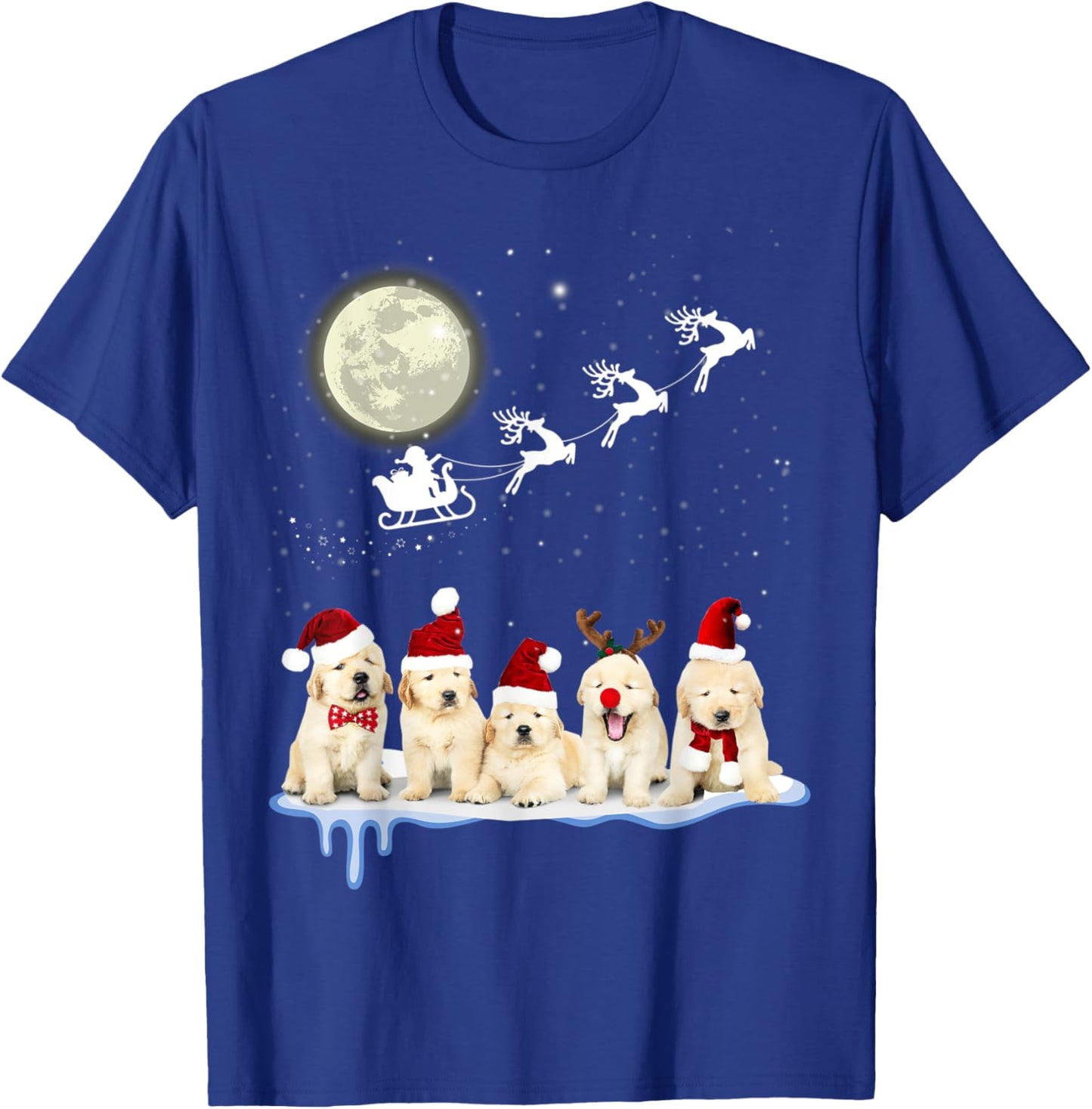 Golden Retriever Puppy Christmas Santa T-Shirt - T-Shirt | Royal