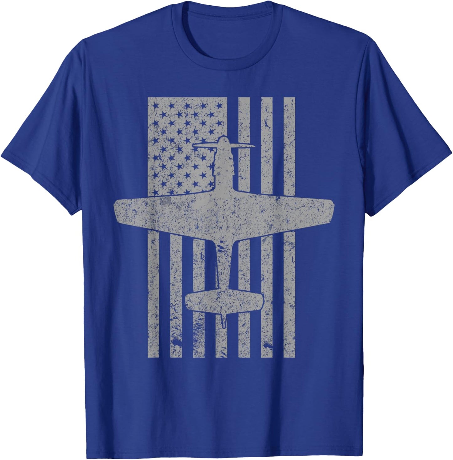 P-51 Mustang WWII Fighter Airplane Pilot Vintage Flag T-Shirt - T-Shirt | Royal