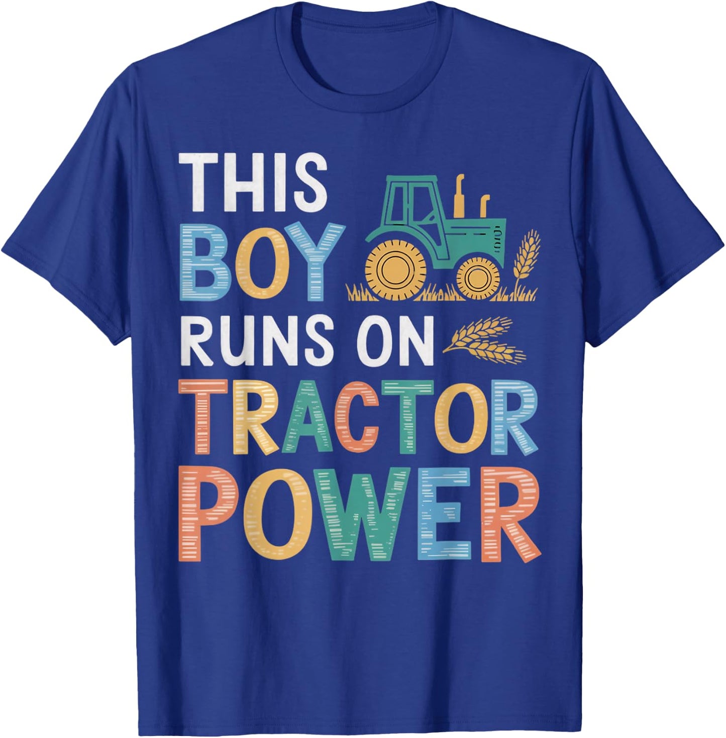 Boy Runs On Tractor Farmer Agriculture Farming Farm Tractor T-Shirt - T-Shirt | Royal