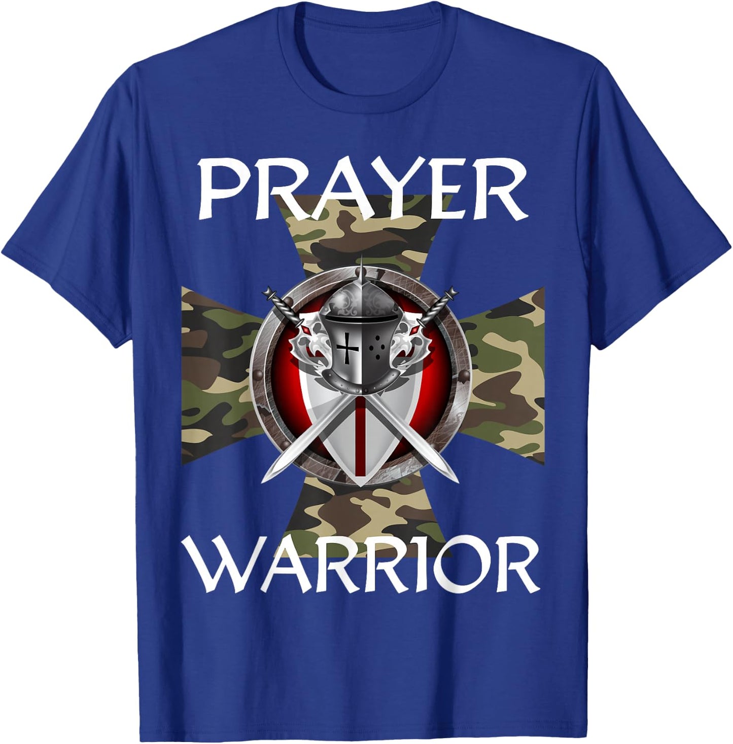 Christian Prayer Warrior Green Camo Cross Religious Messages T-Shirt - T-Shirt | Royal