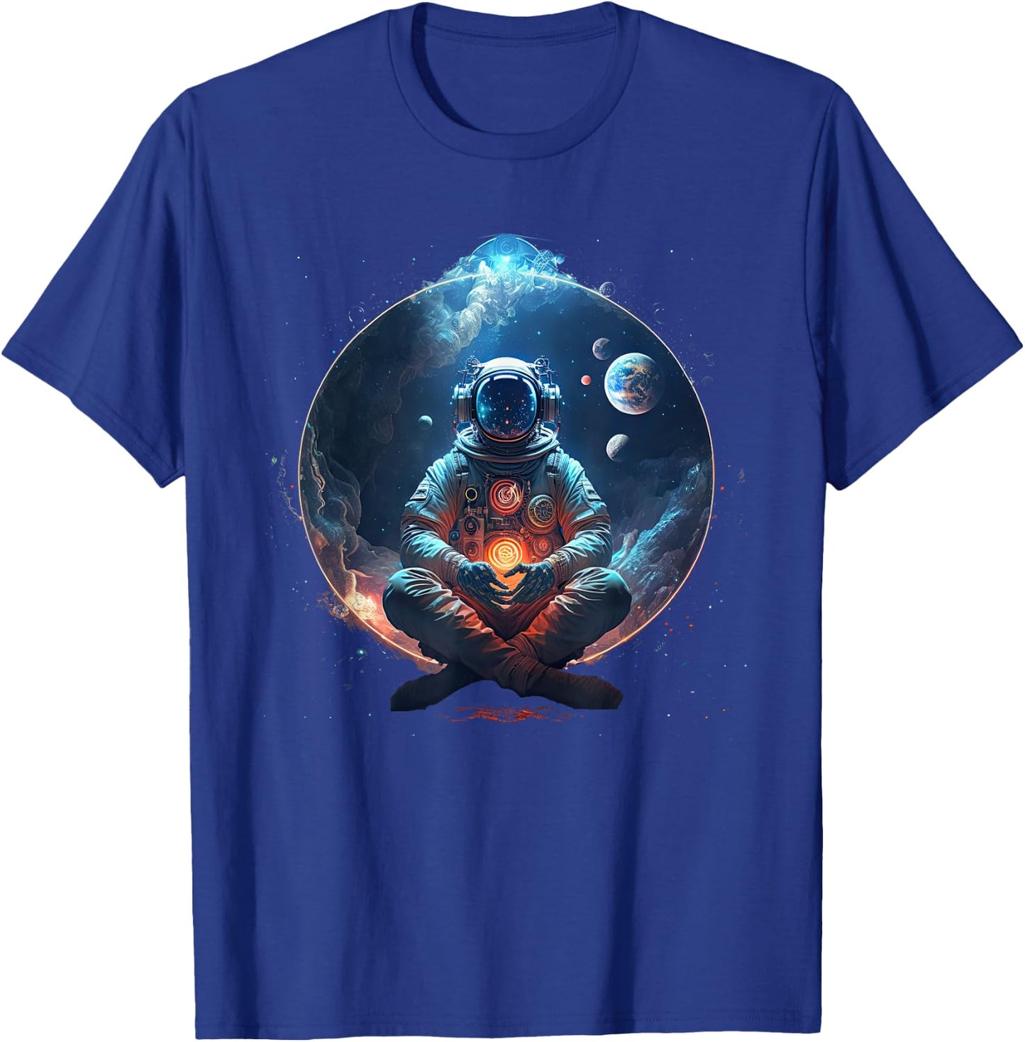Meditating Astronaut Planets Meditation Astral Travel T-Shirt - T-Shirt | Royal