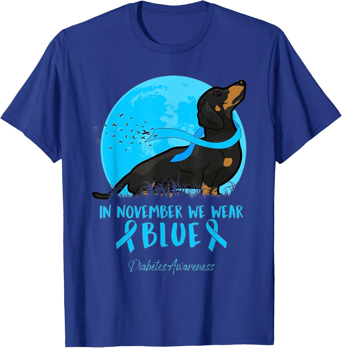 In November We Wear Blue Diabetes Awareness Dachshund Lover T-Shirt - T-Shirt | Royal