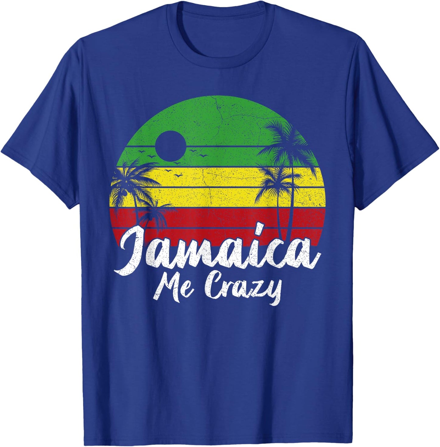 Palm Tree Vintage Retro Sunset Jamaica Me Crazy Summer T-Shirt - T-Shirt | Royal