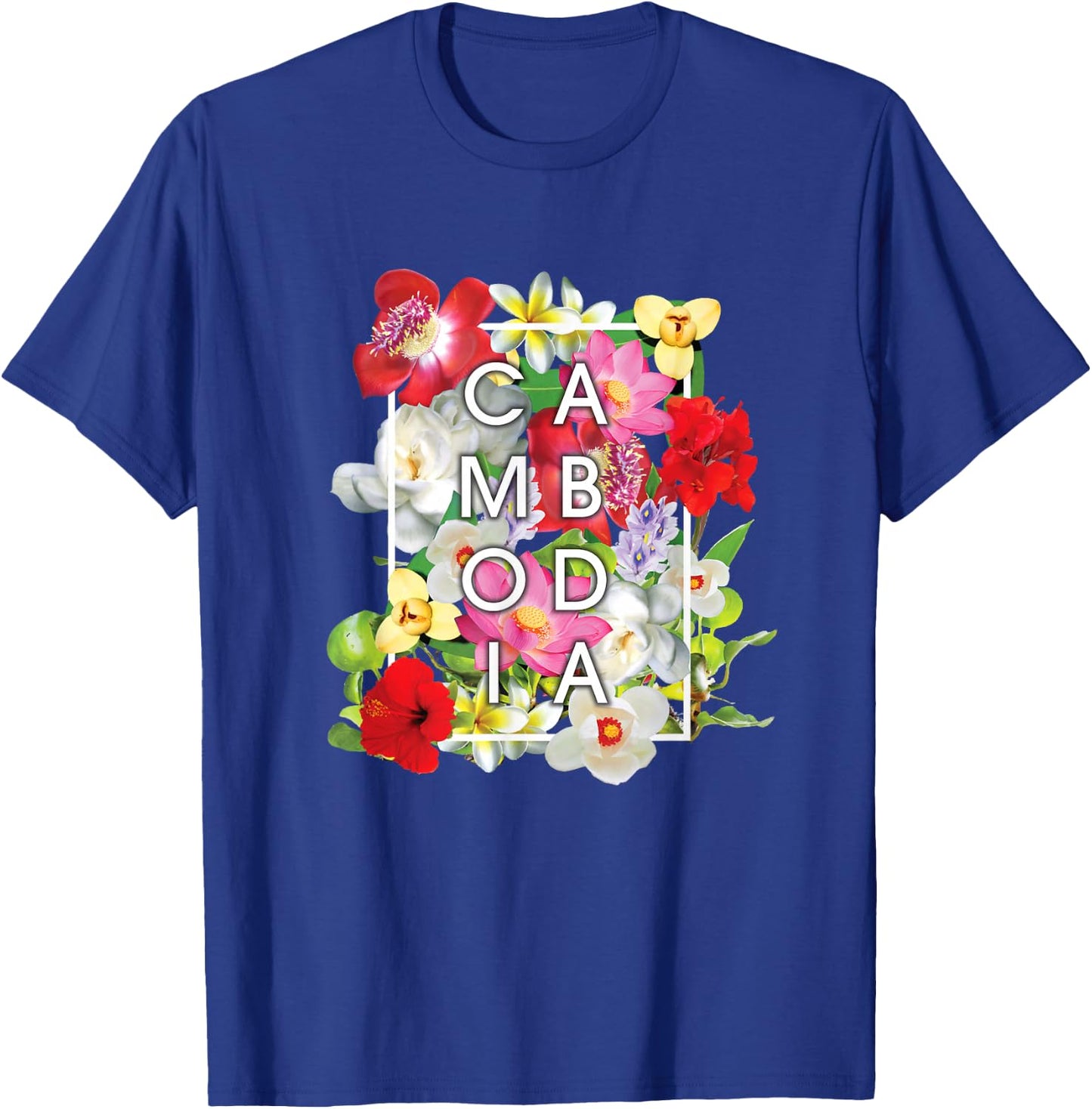 Flowers of Cambodia Word Art - Khmer Pride T-Shirt - T-Shirt | Royal