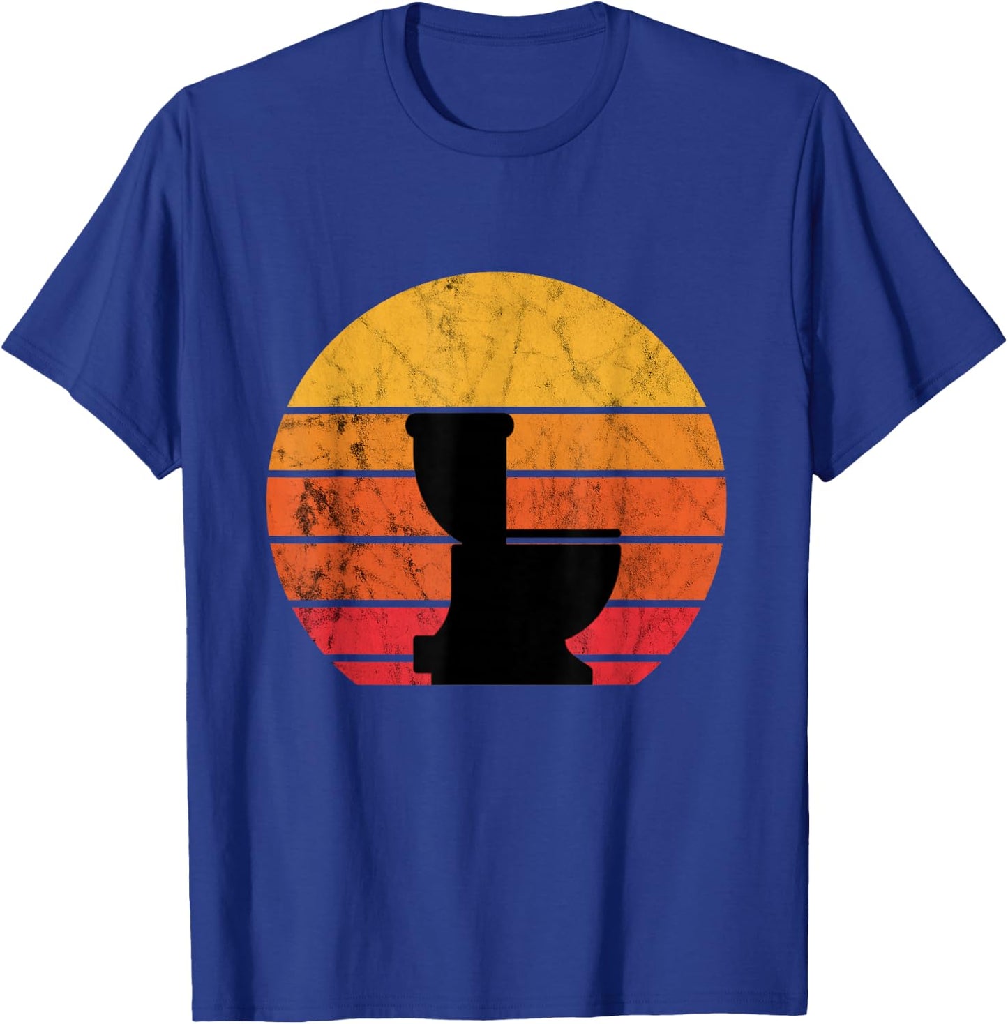 Toilet bowl plumber retro sunset pipefitter plumbing T-Shirt - T-Shirt | Royal