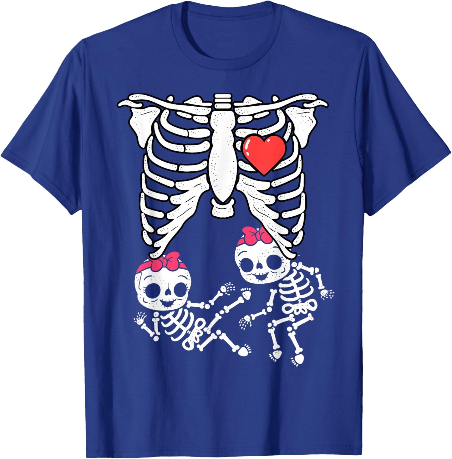 Skeleton Pregnancy Shirt Girl Twins X-Ray Pregnant Halloween T-Shirt - T-Shirt | Royal
